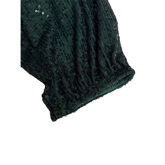 Crown & Ivy Women's Sequin Blouse Green Long Sleeve Size L Christmas Holidays - Picture 6 of 9